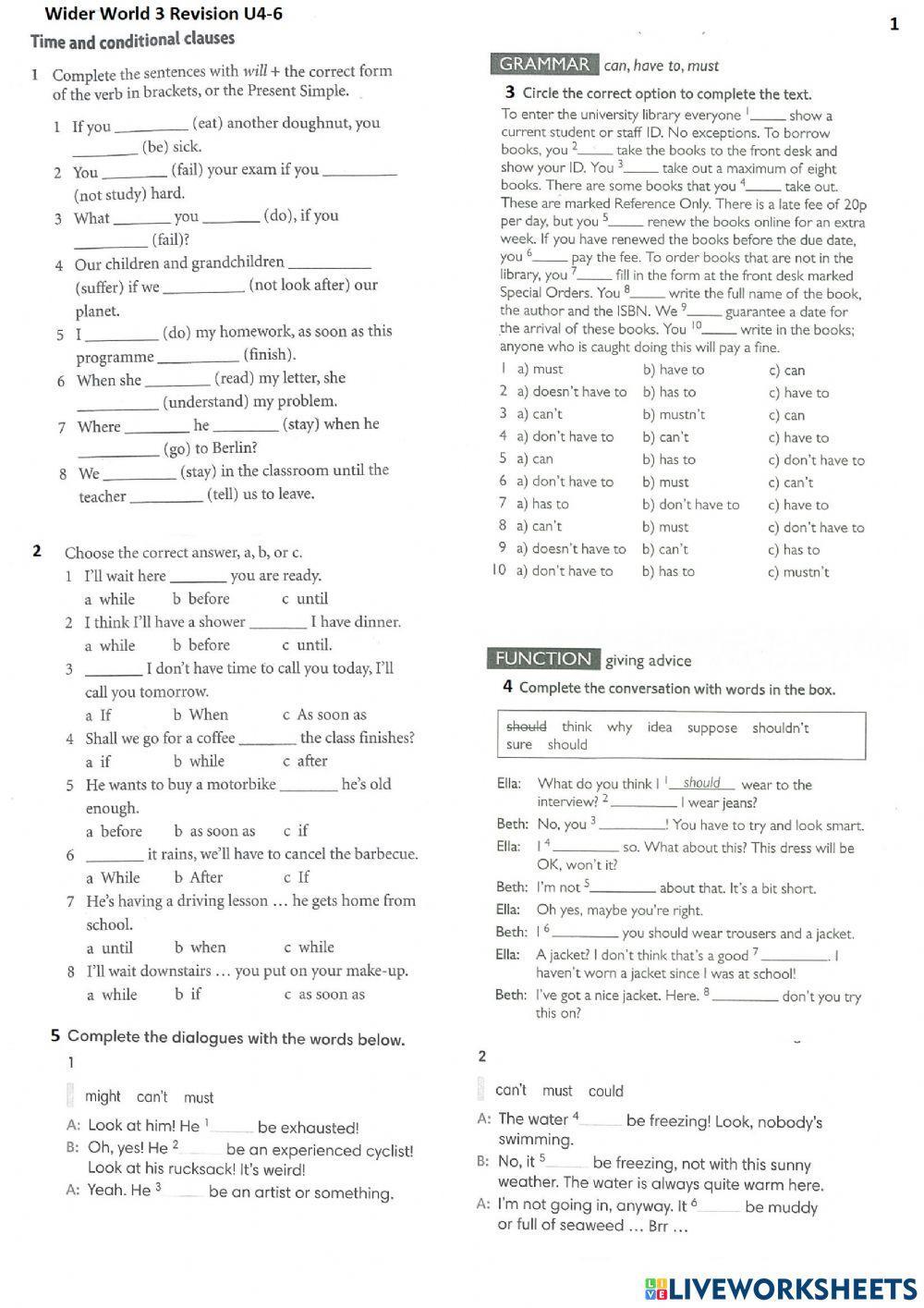 Wider World 3 Revision 1 (grammar)
