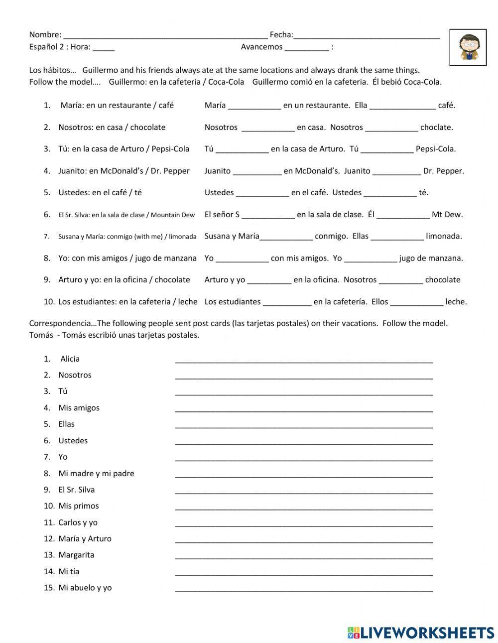 SP2 ER IR PreteriteTense Practice worksheet Live Worksheets