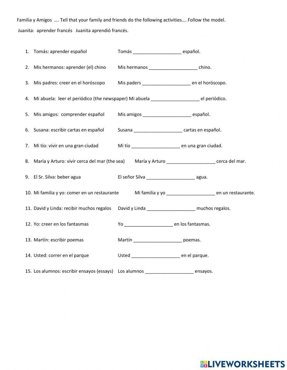 SP2 ER - IR PreteriteTense Practice