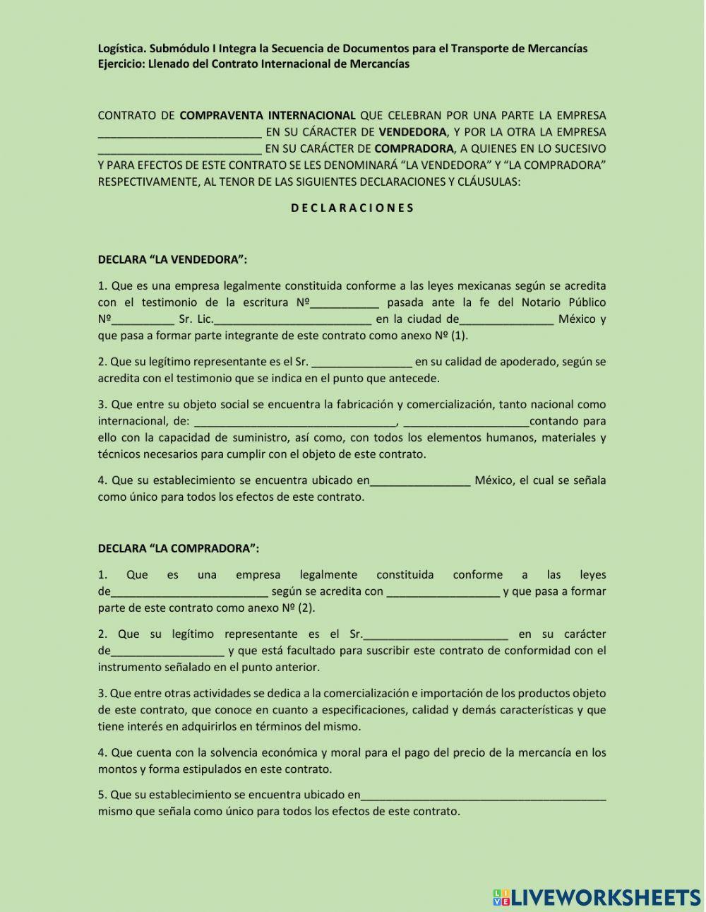 Contrato de compra venta internaciona