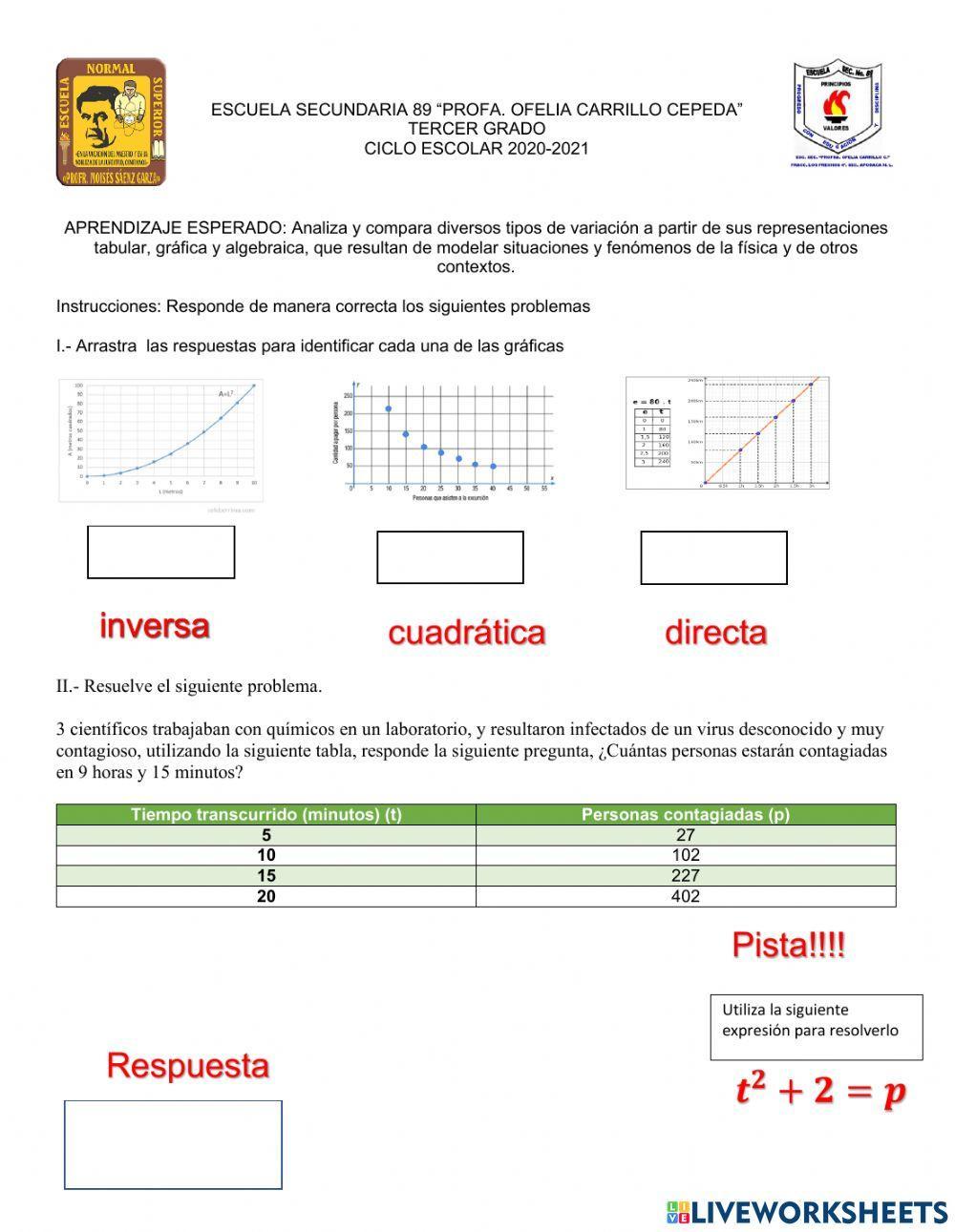 Variación directa, inversa y cuadrática