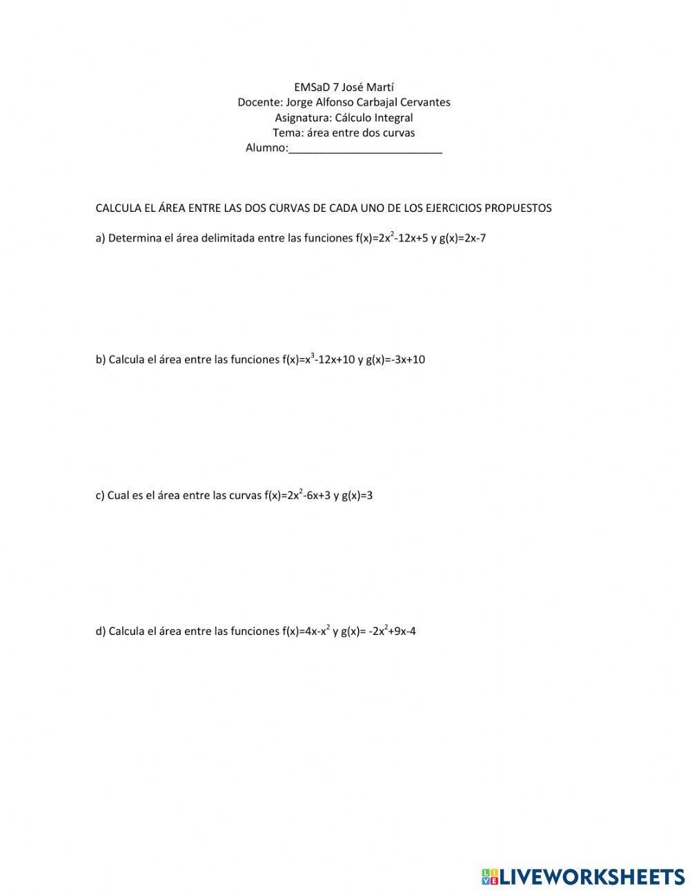 Área entre dos curvas