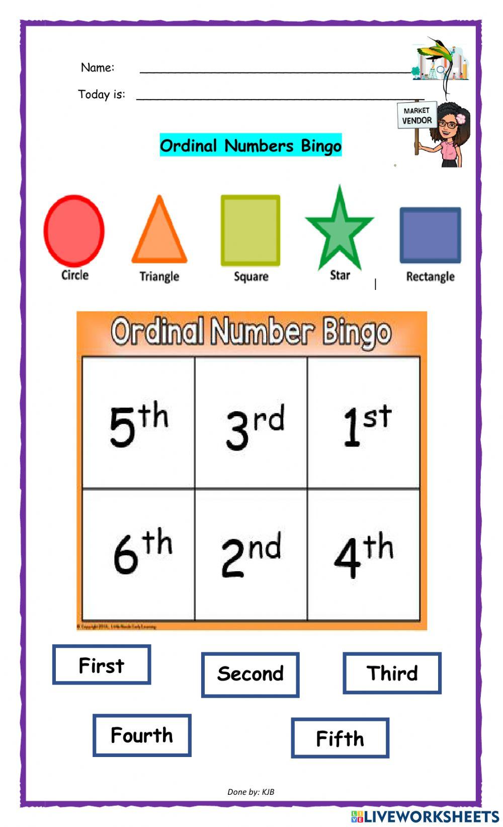 Ordinal Number Bingo