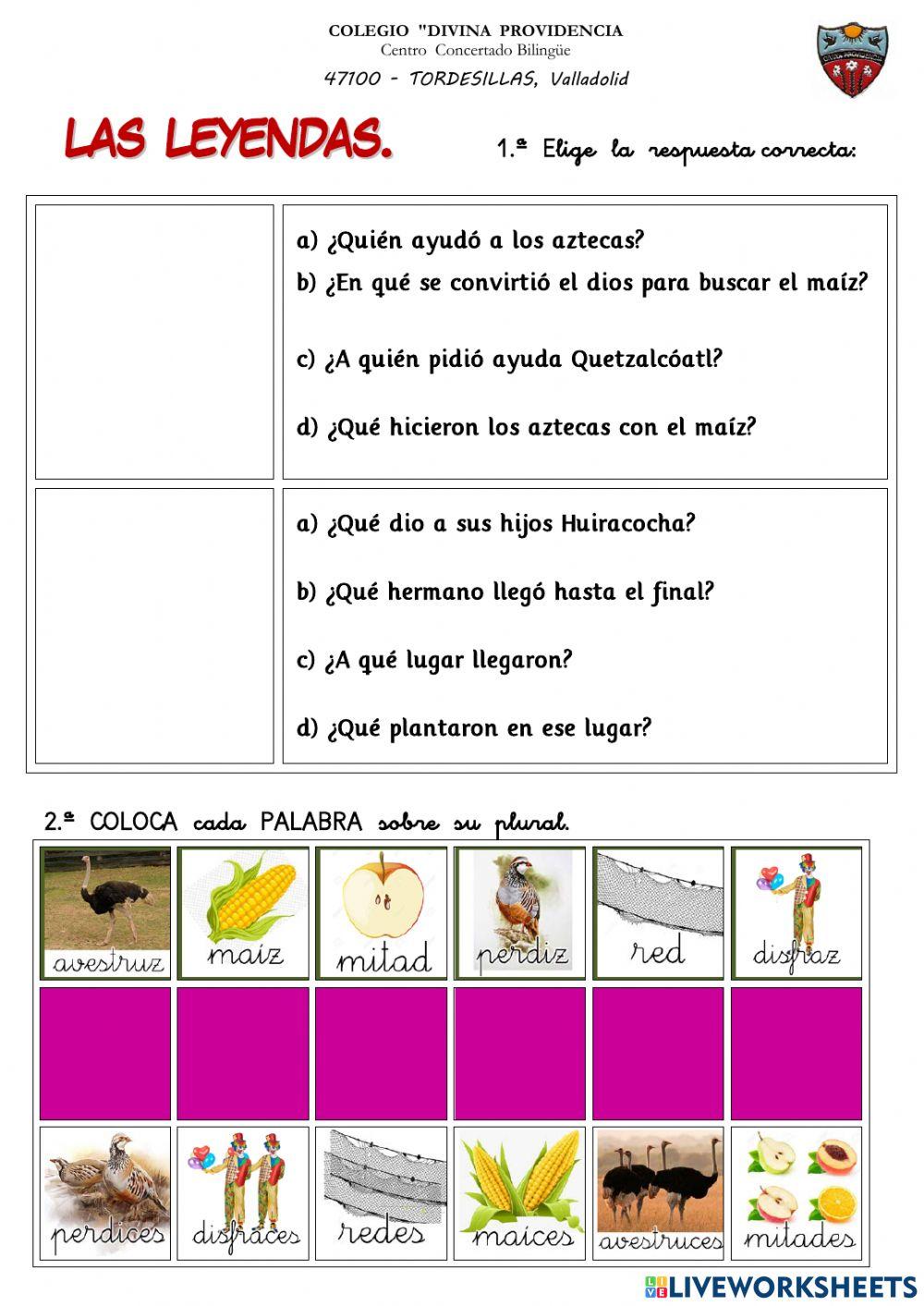 013 LA LEYENDA comprensión lectora 2º E.P.