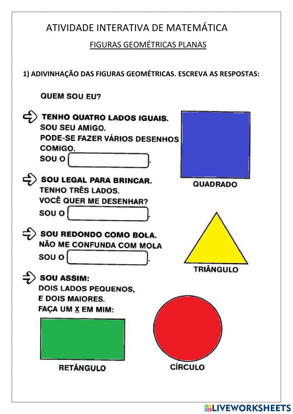 Atividade de matemática - formas geométricas