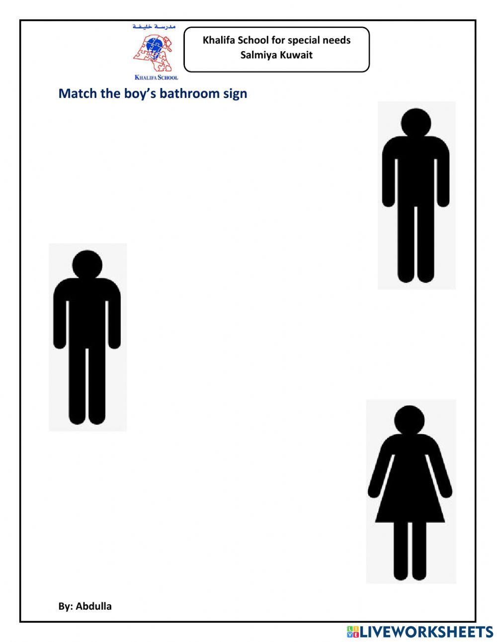 Match the boys bathroom sign