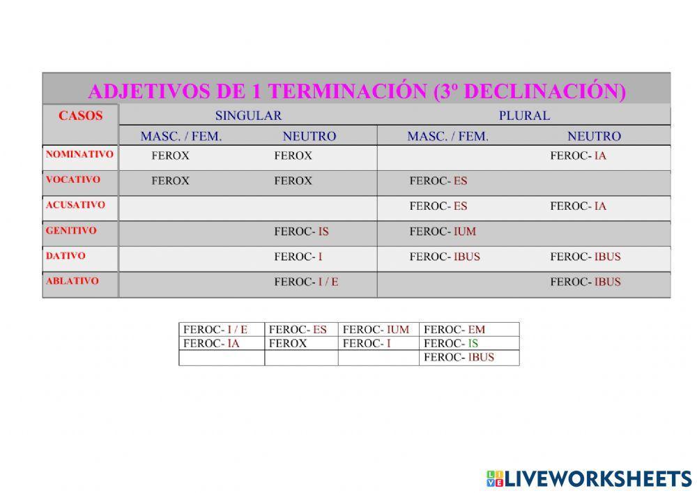 3ª Declinación Adjetivos 1 Terminación