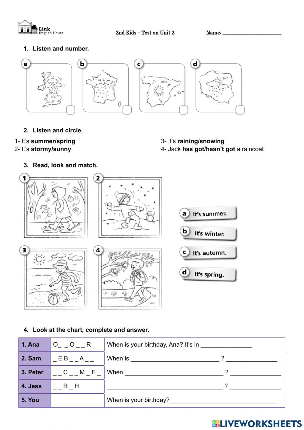 2nd kids test unit 2