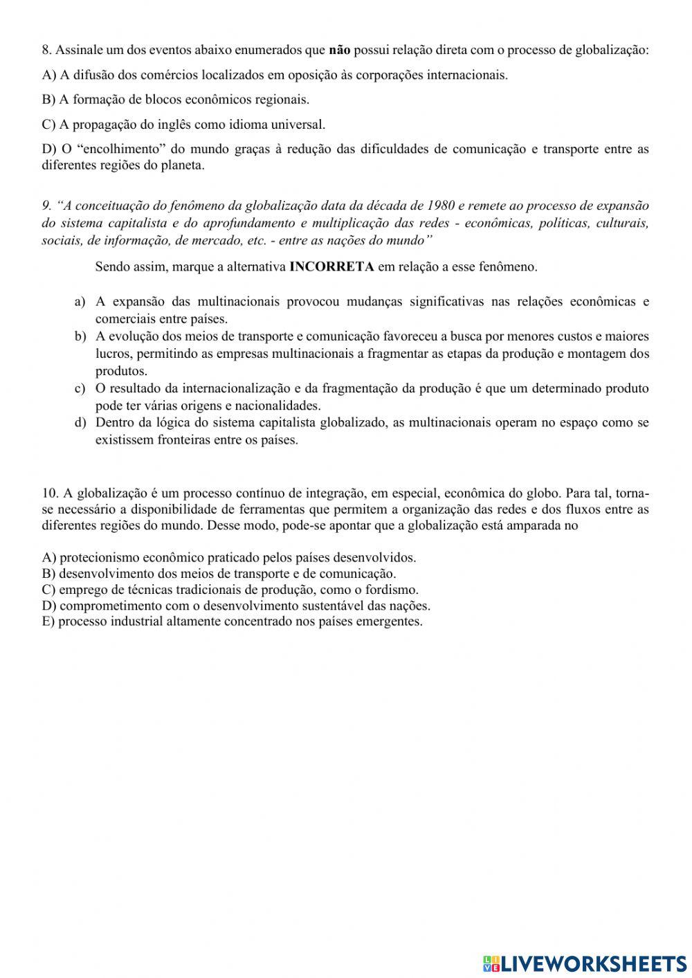 Nova ordem mundial e globalização