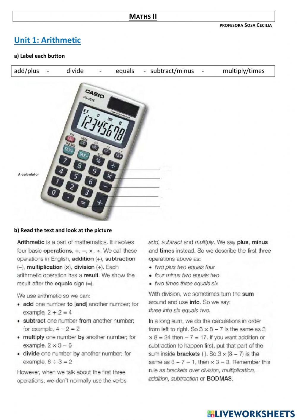 Class 1: Arithmetics