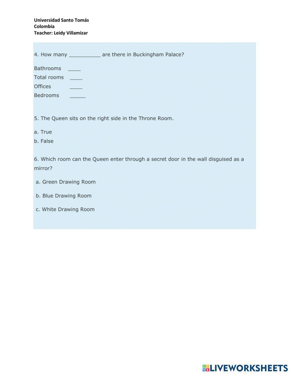 Listening Task: Buckingham palace