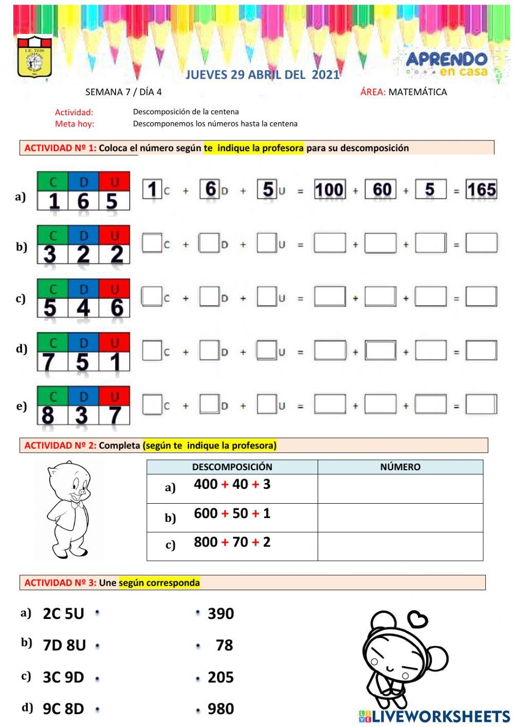 Descomposición de la centena