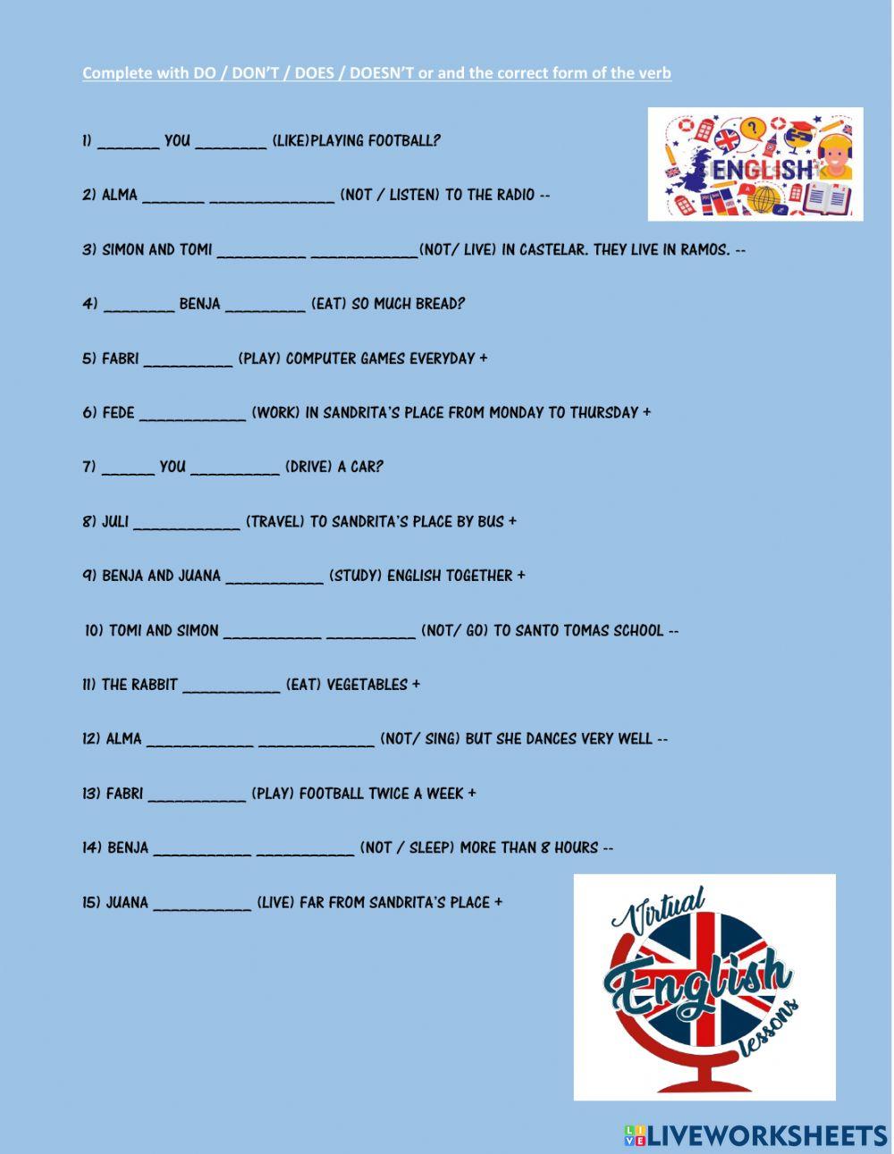 Present simple online exercise for PET | Live Worksheets
