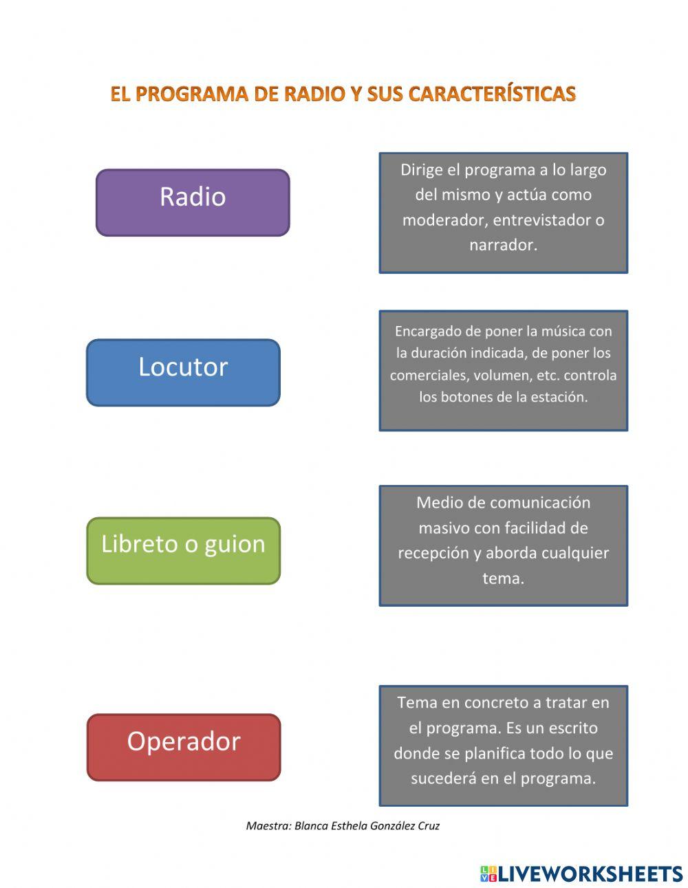El programa de radio y sus características worksheet Live Worksheets