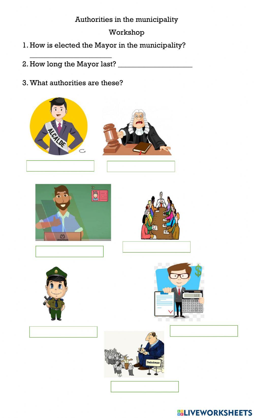 Municipal authorities interactive worksheet | Live Worksheets