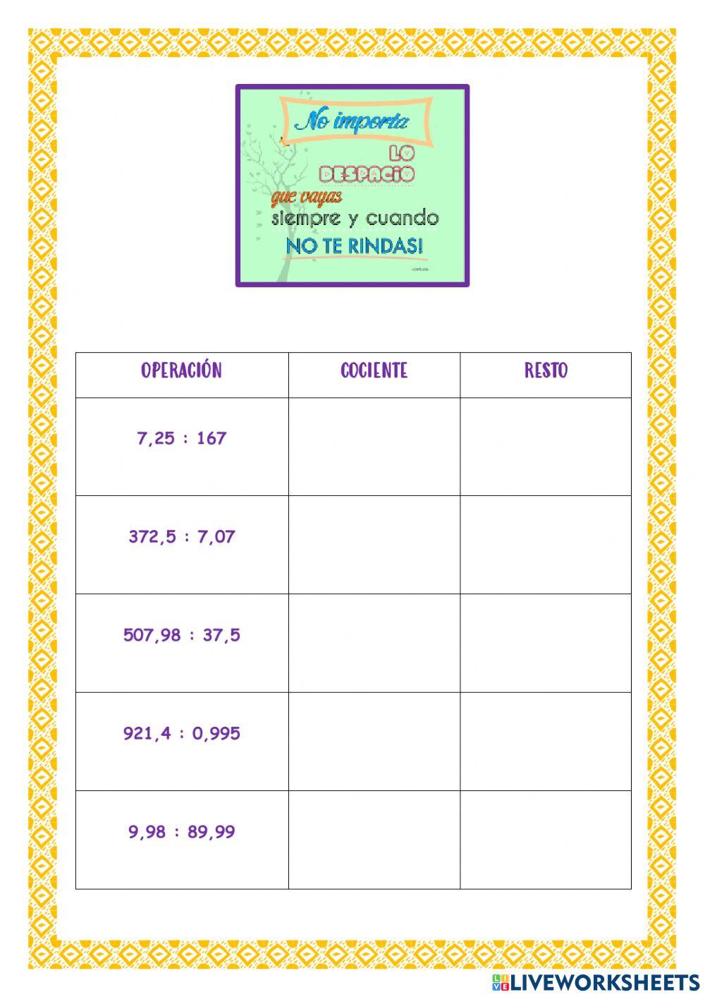 Divisiones con decimales