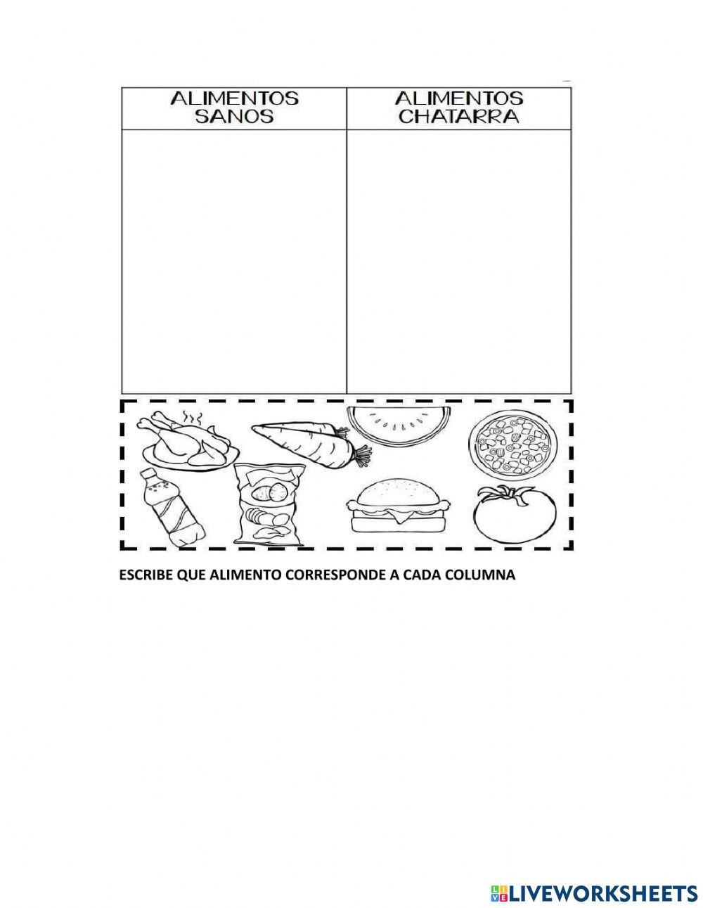 Alimentos Saludables y No Saludables