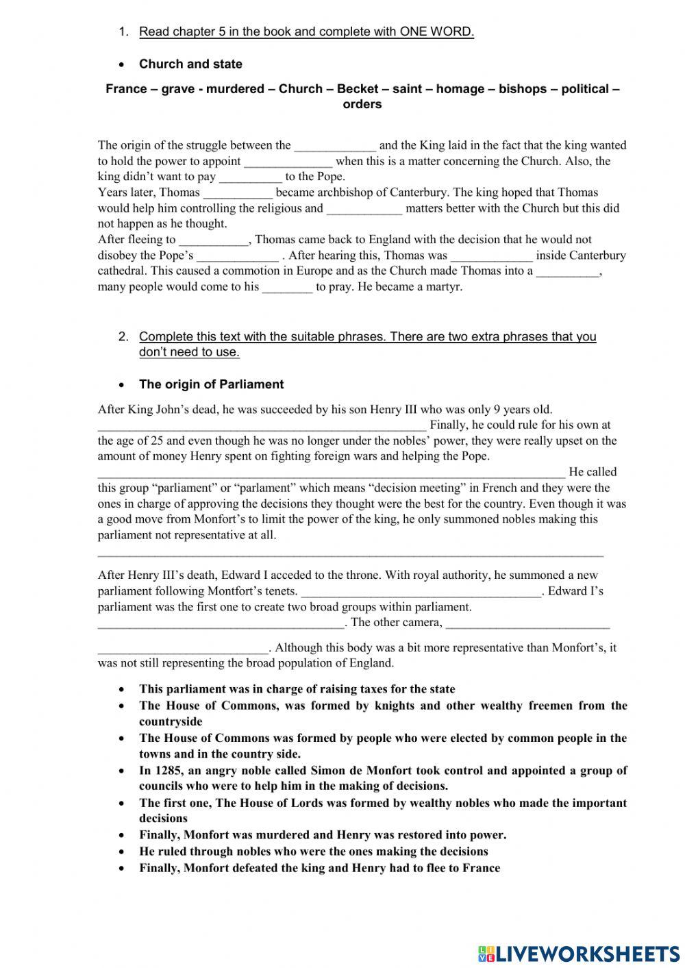 Week 7 - English History