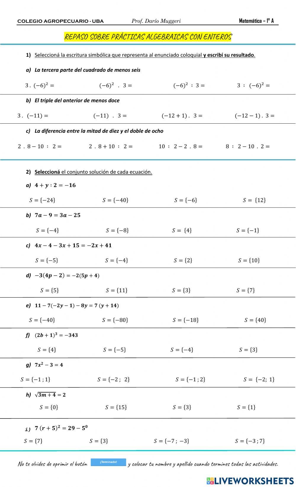 Prácticas algebraicas