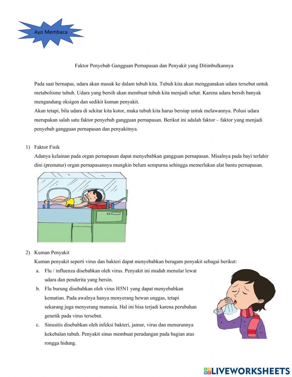 Faktor penyebab gangguan pada alat pernapasan manusia