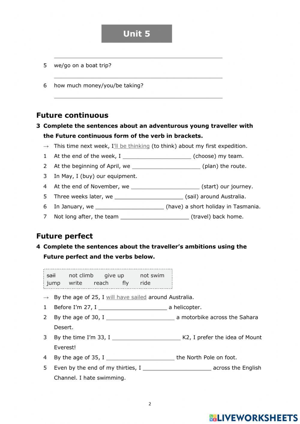 Travelling. Future Tenses