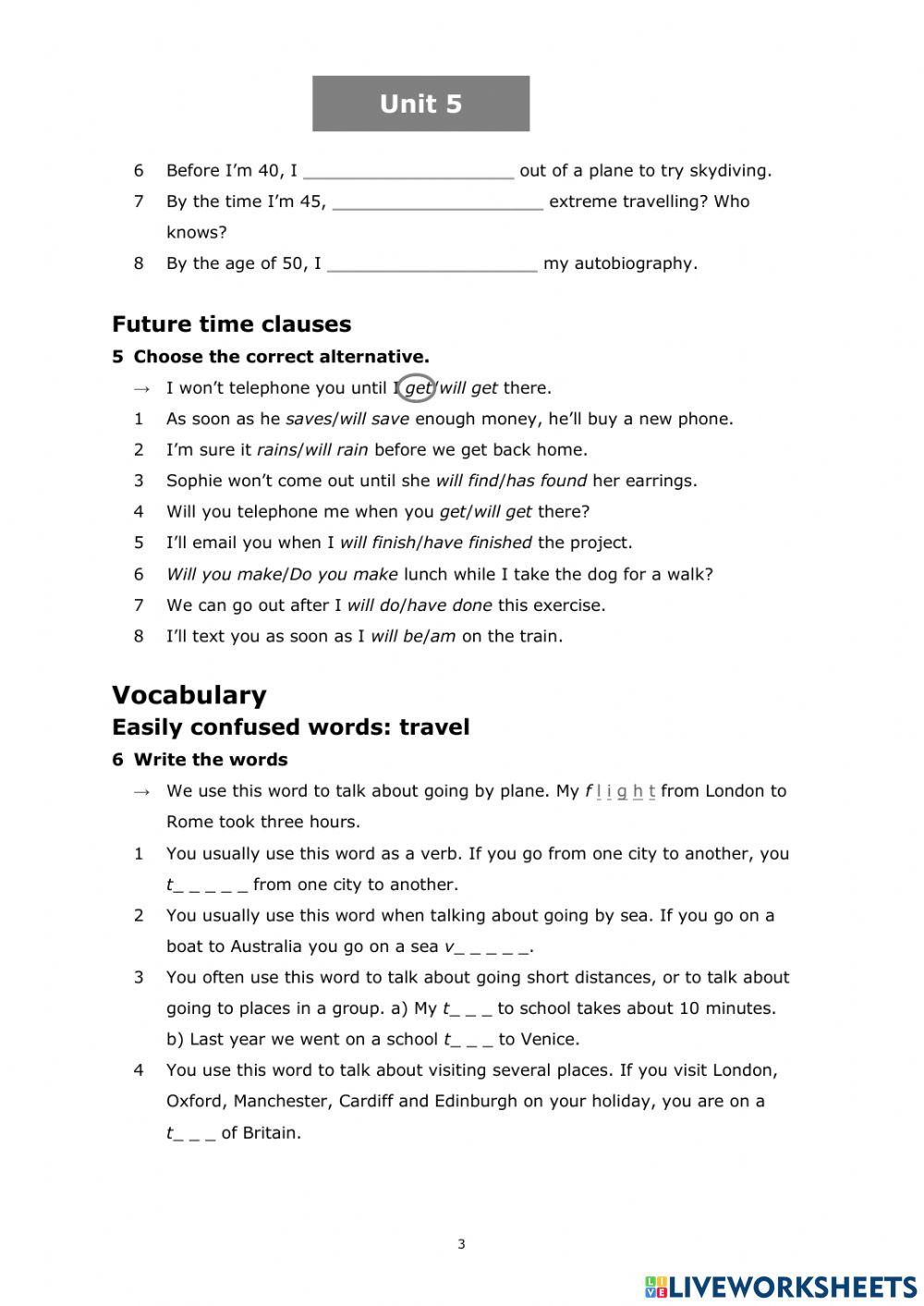 Travelling. Future Tenses