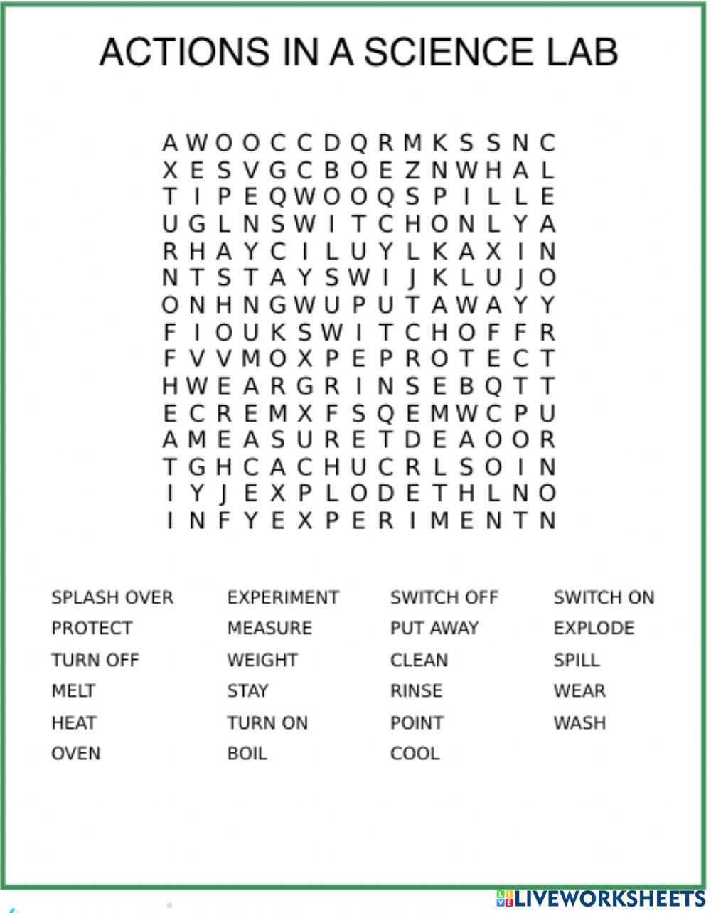 Actions in a science lab