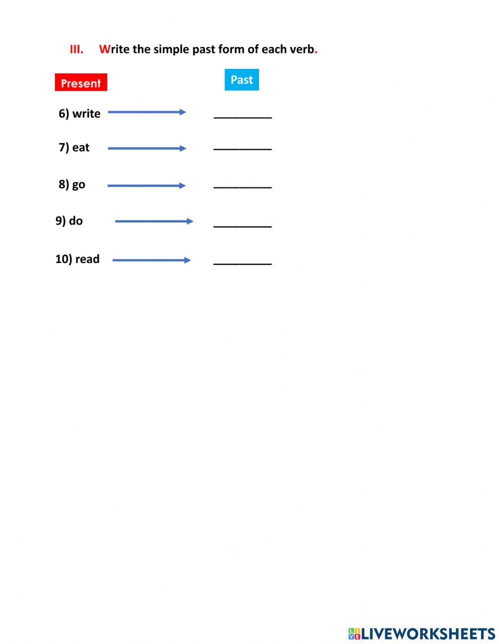 Quiz irregular verbs (simple past)