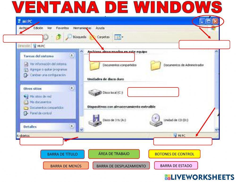 Partes de la ventana de Windows