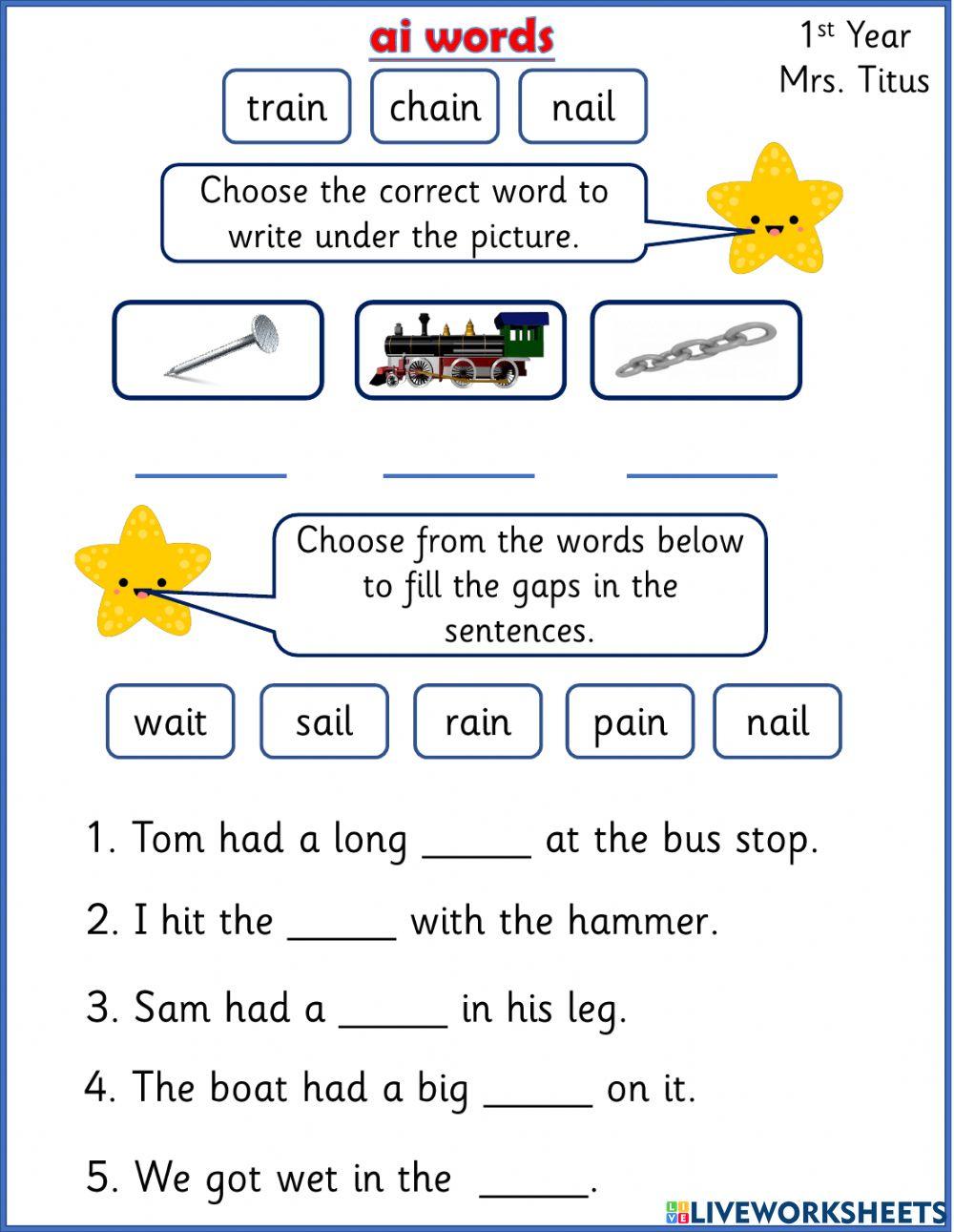 Worksheets For Ai Words at James Aviles blog