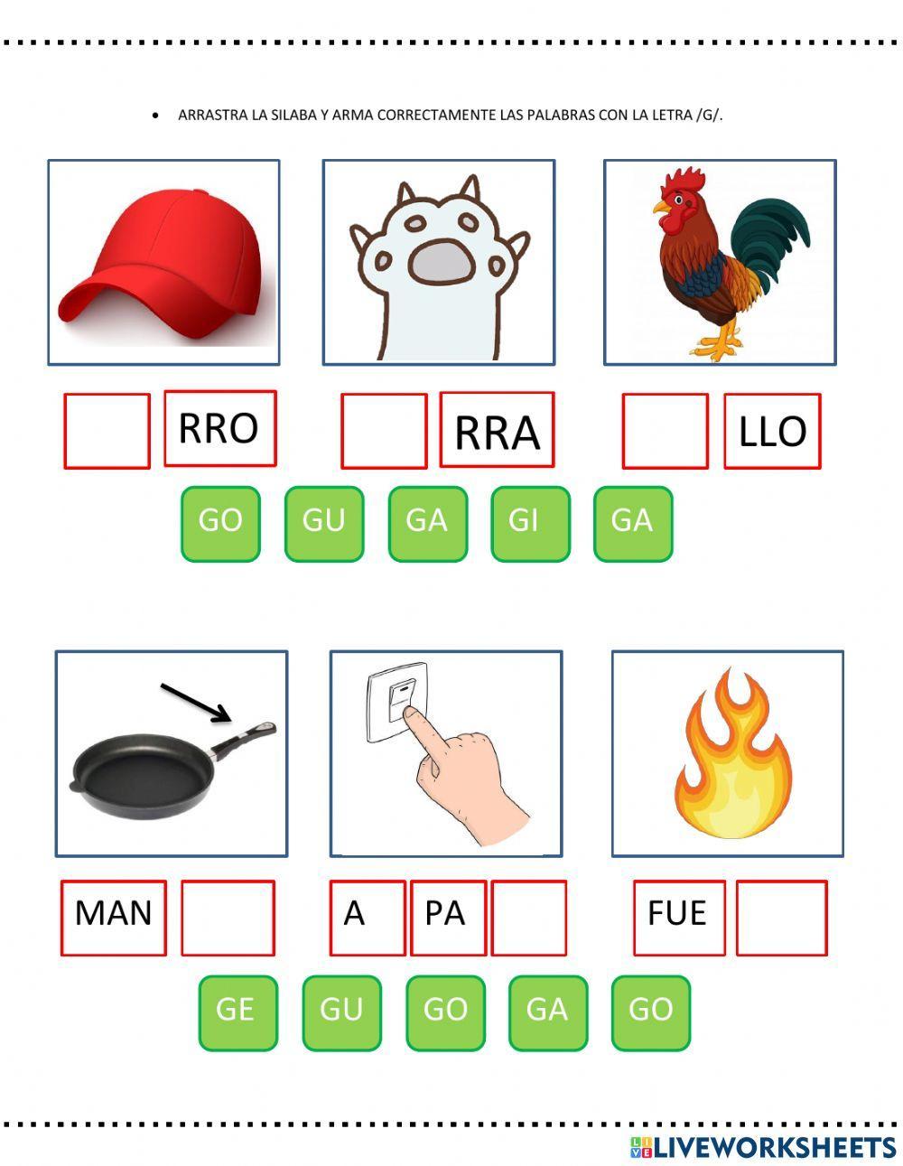 Reconocimiento silaba inicial y final - fonema -g-