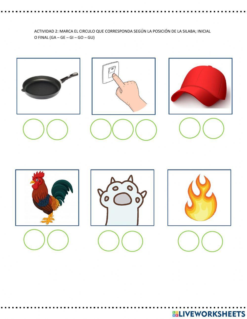 Reconocimiento silaba inicial y final - fonema -g-