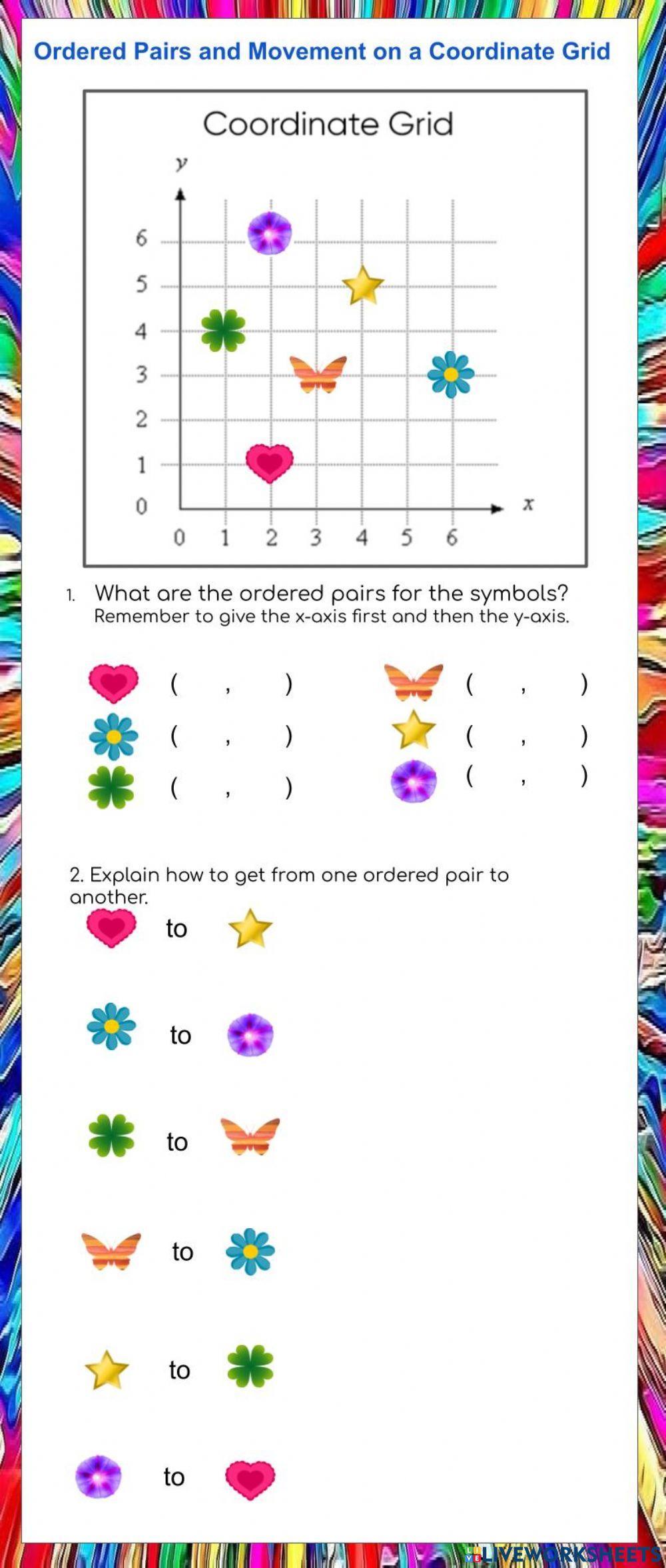 Ordered pairs coordinates on a grid Ordered pairs coordinates on a grid