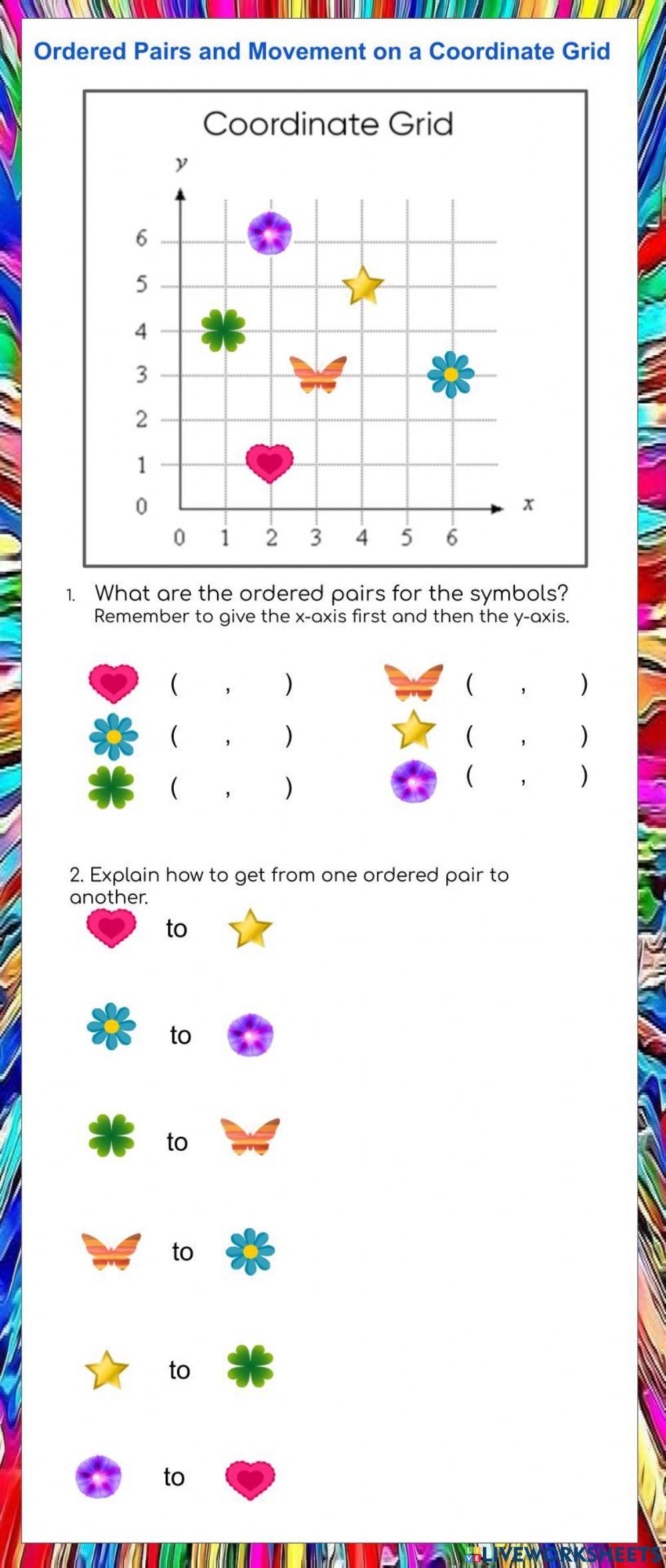 Ordered pairs coordinates on a grid