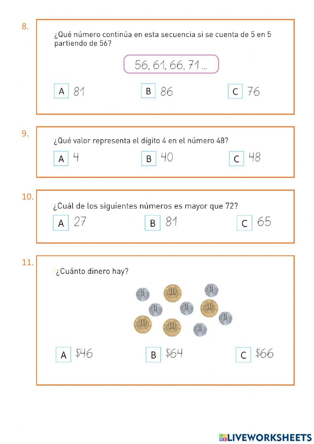 Evaluación Unidad : Más números.