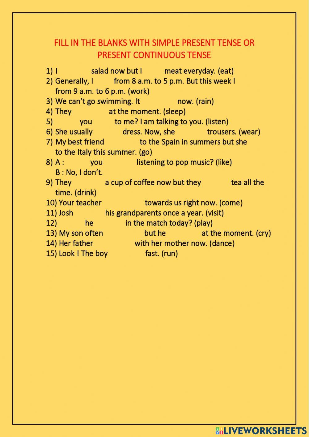 Present continuous tense
