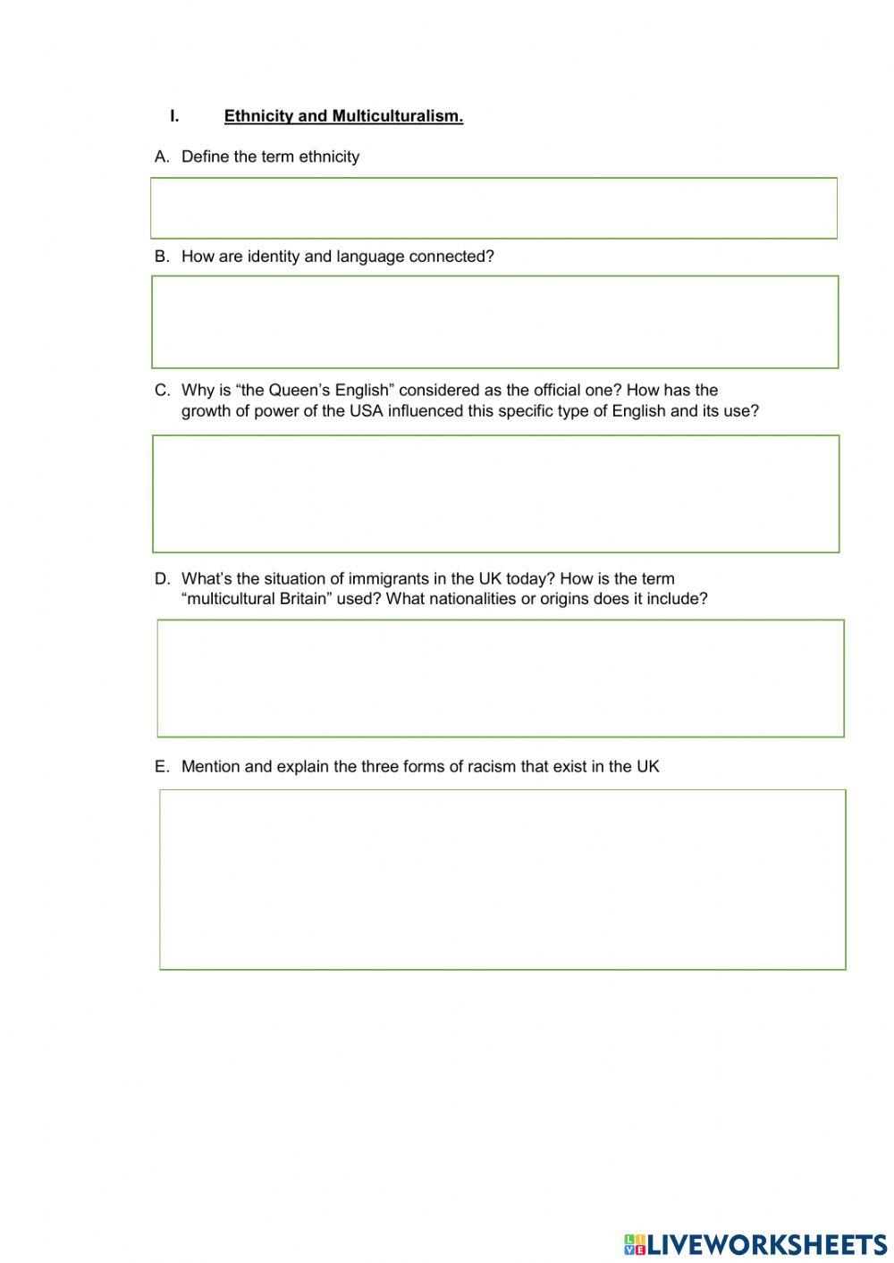 Ethnicity and Multiculturalism in the UK