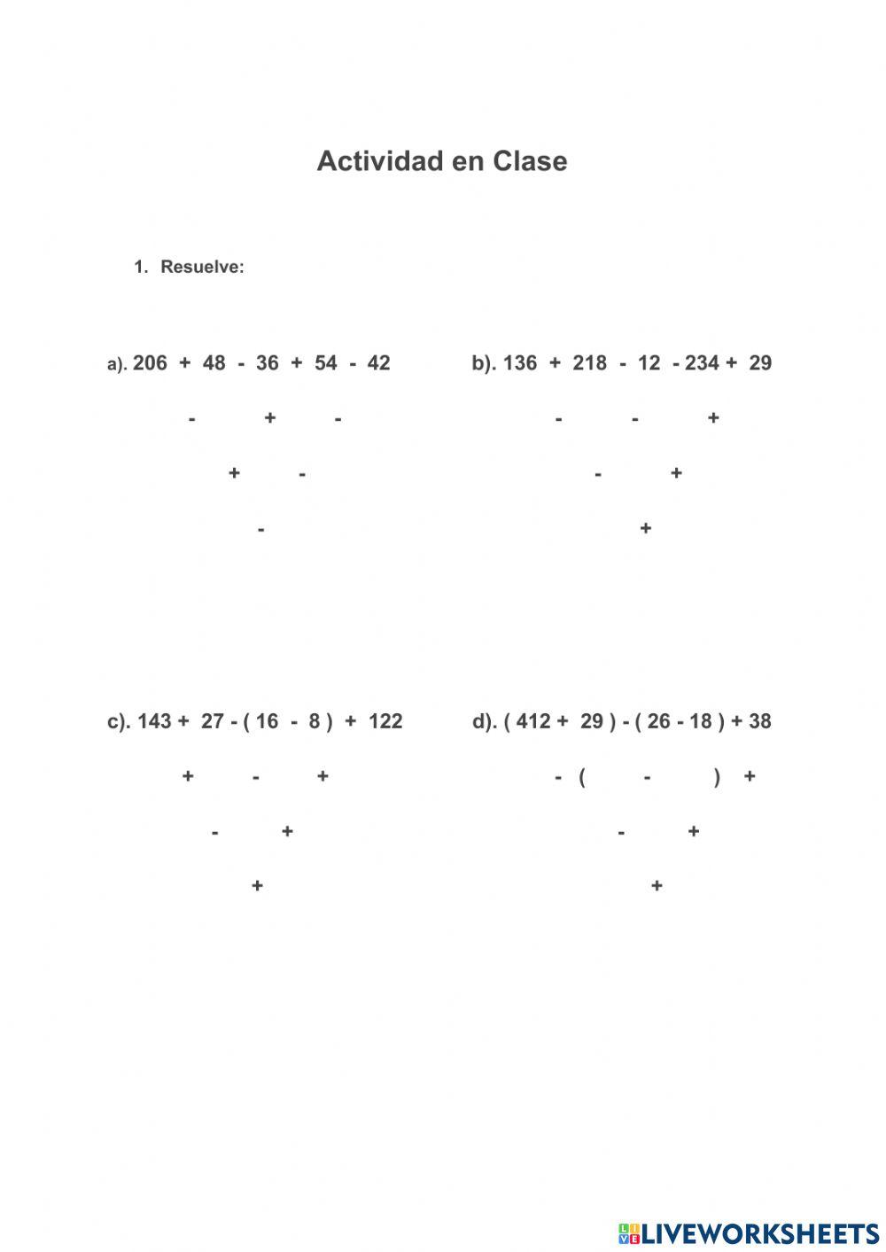 Operaciones combinadas