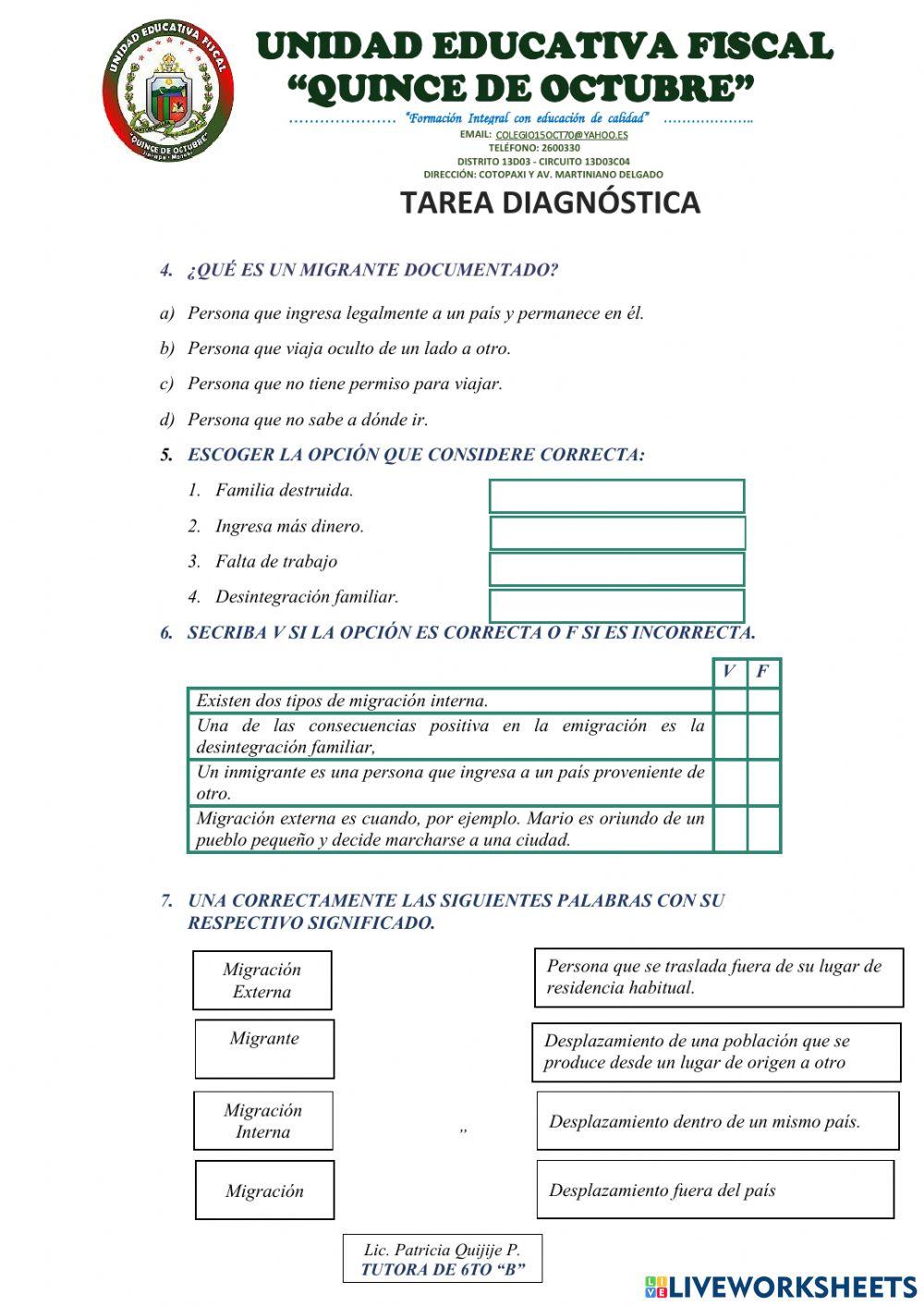 Prueba diagnóstico de estudios sociales