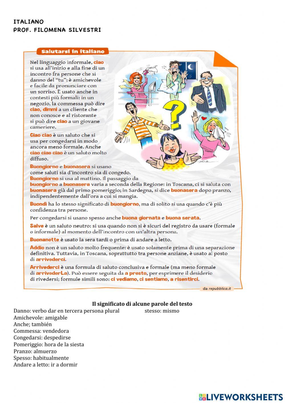 I saluti in italiano
