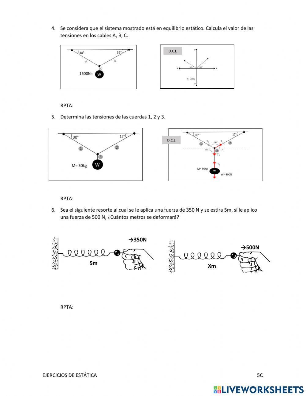 EJERCICOS DE ESTÁTICA 5to secundaria