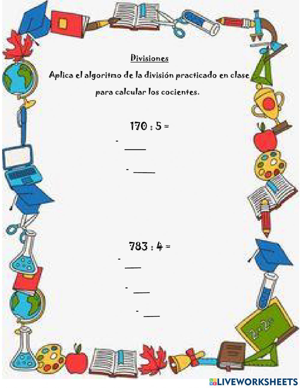 Divisiones con dividendos de 3 dígitos