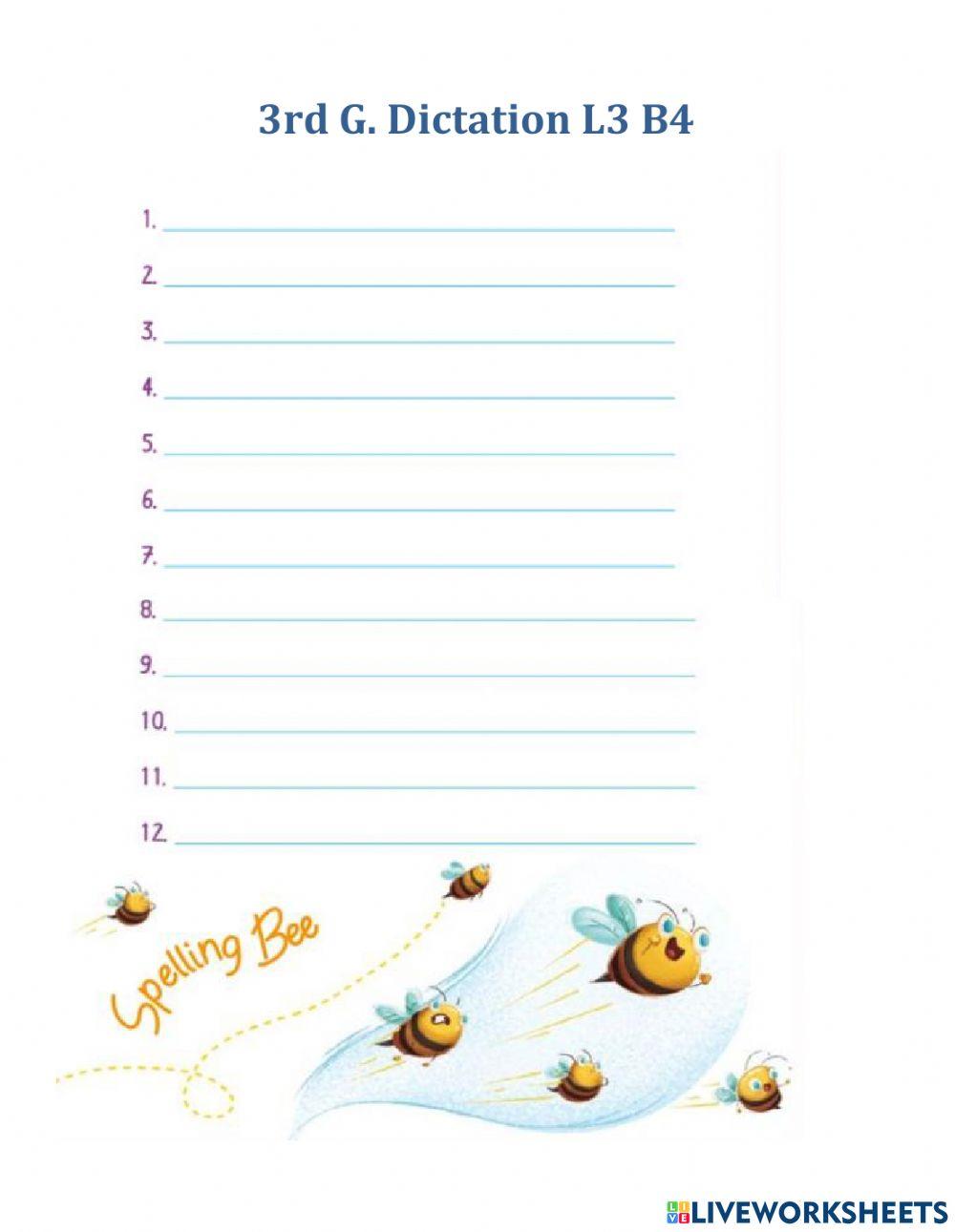 3rd G. L3 B4 Dictation