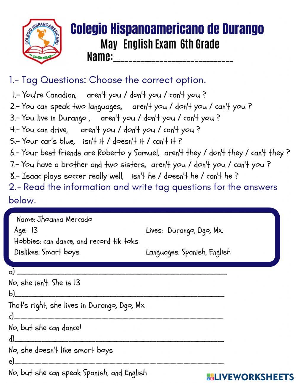 Tag questions and chat slangs