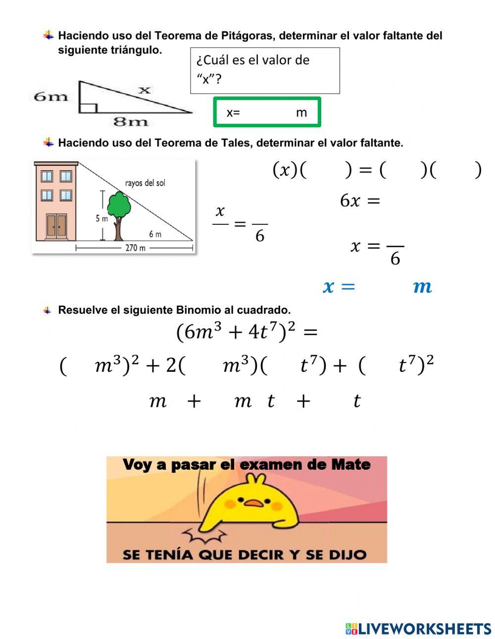 Examen de Matemáticas 3