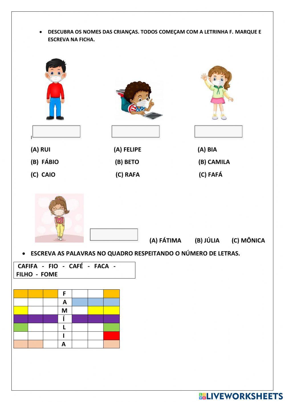 Explorando a consoante f