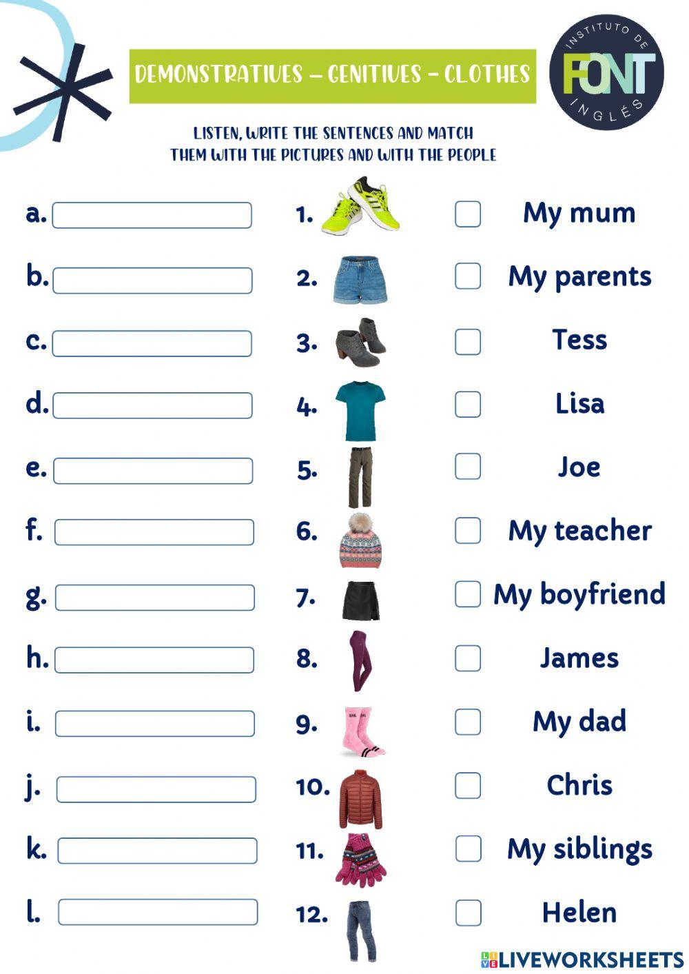 Demonstratives, Genitive, Clothes