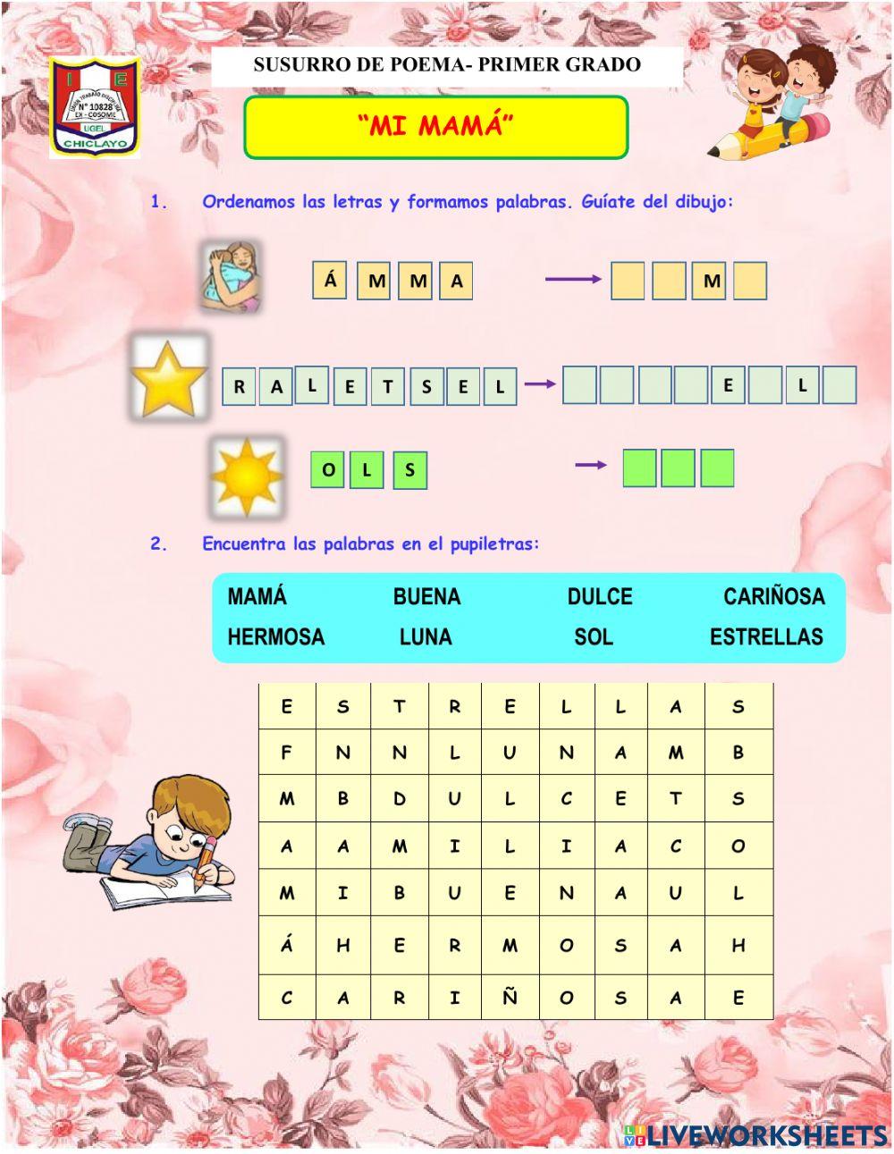 Poesía -mi mamá--primer grado