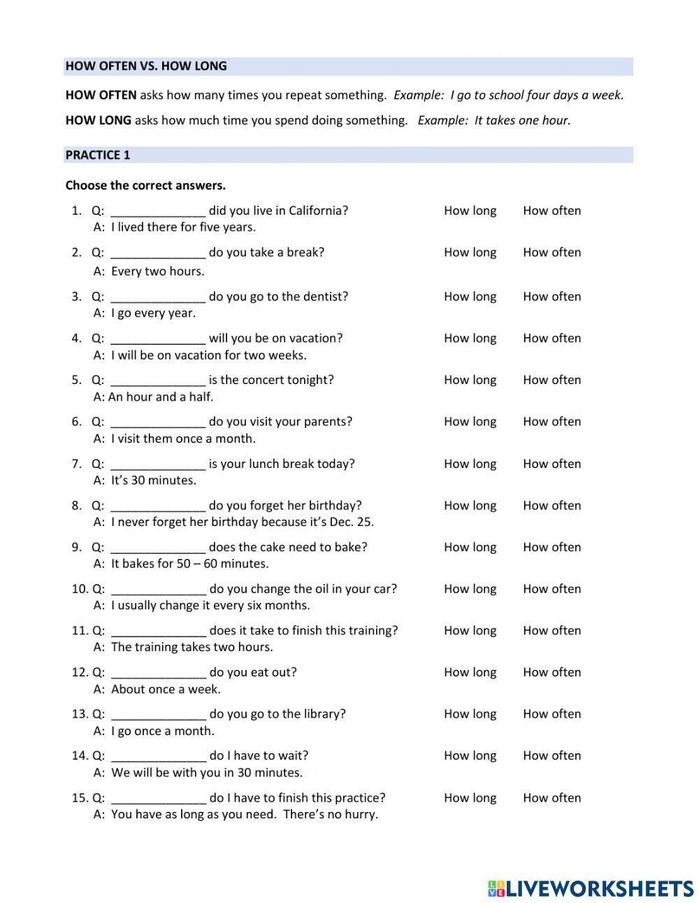 How often vs. How long