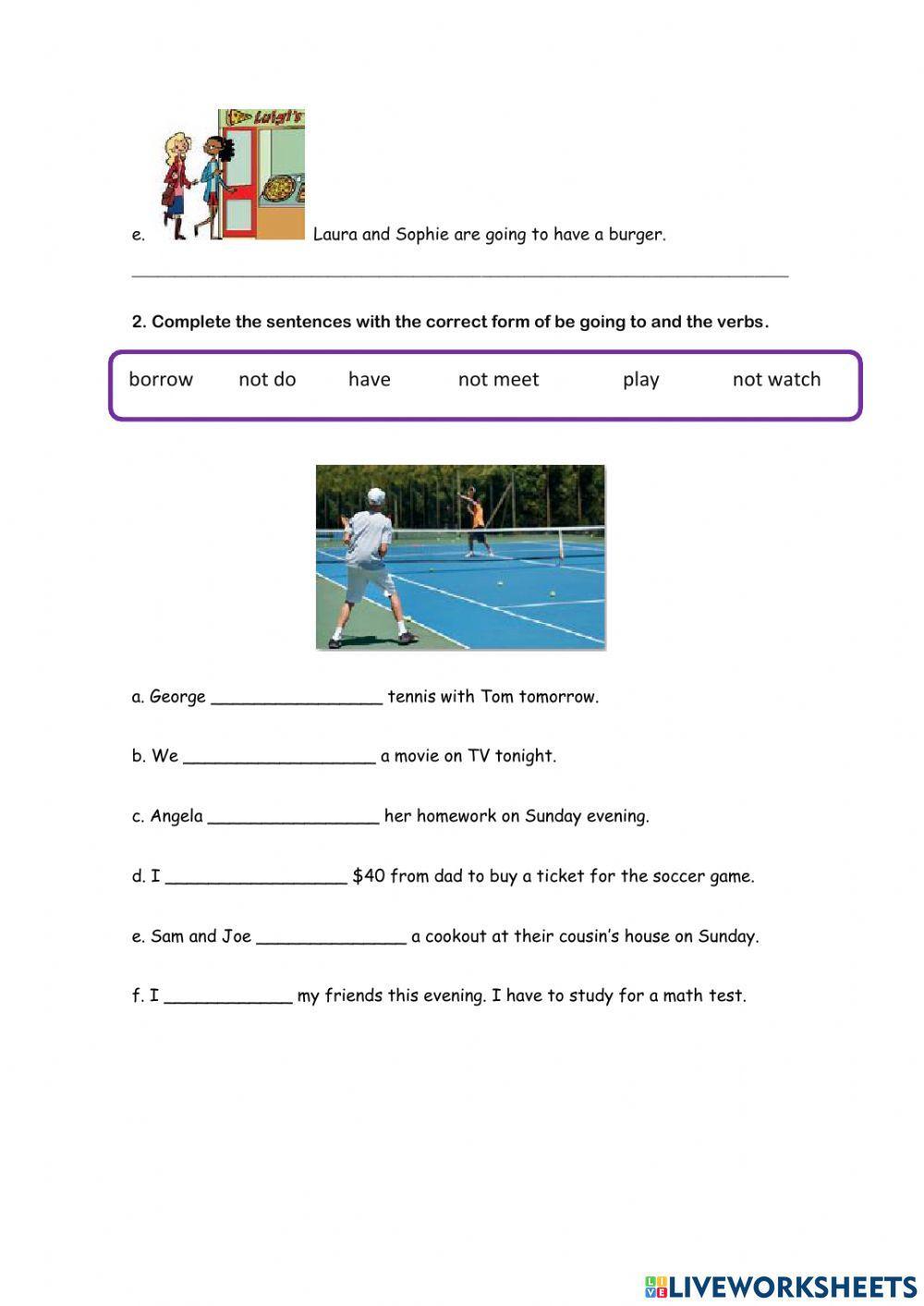 Be going to affirmative and negative sentences